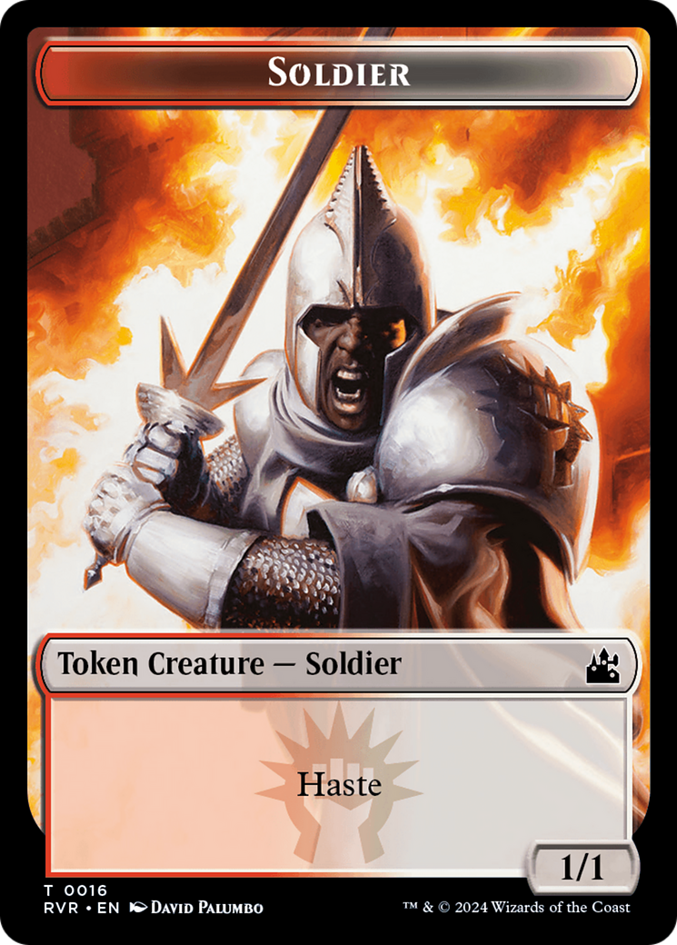 Spirit (0018) // Soldier Double-Sided Token [Ravnica Remastered Tokens] | Arkham Games and Comics