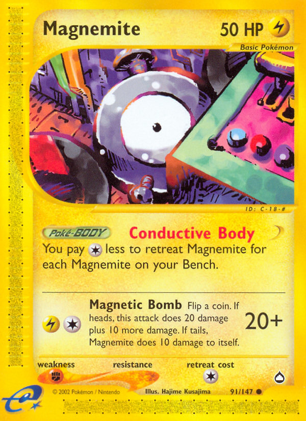 Magnemite (91/147) [Aquapolis] | Arkham Games and Comics