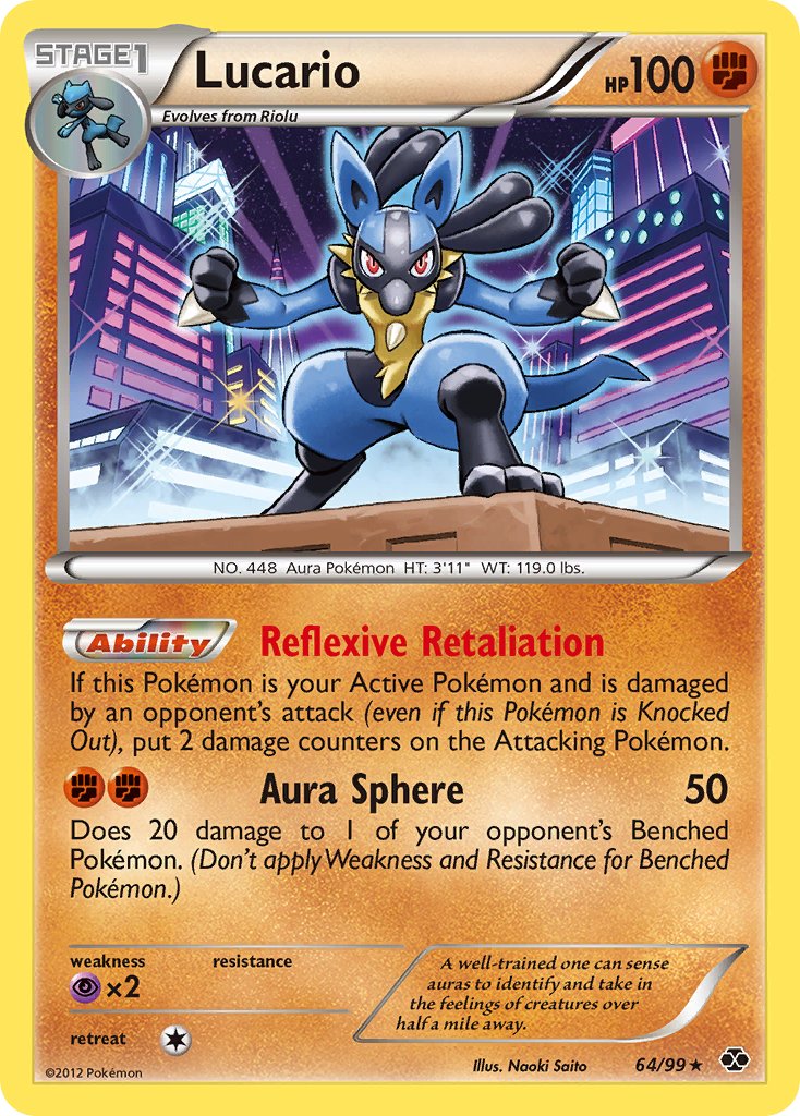 Lucario (64/99) (Cosmos Holo) (Blister Exclusive) [Black & White: Next Destinies] | Arkham Games and Comics