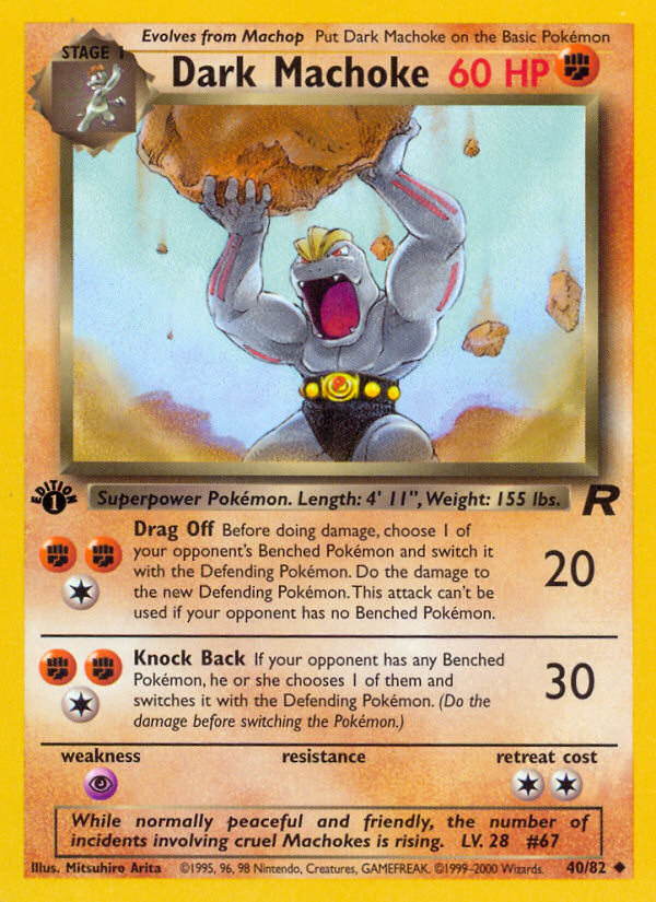 Dark Machoke (40/82) [Team Rocket 1st Edition] | Arkham Games and Comics