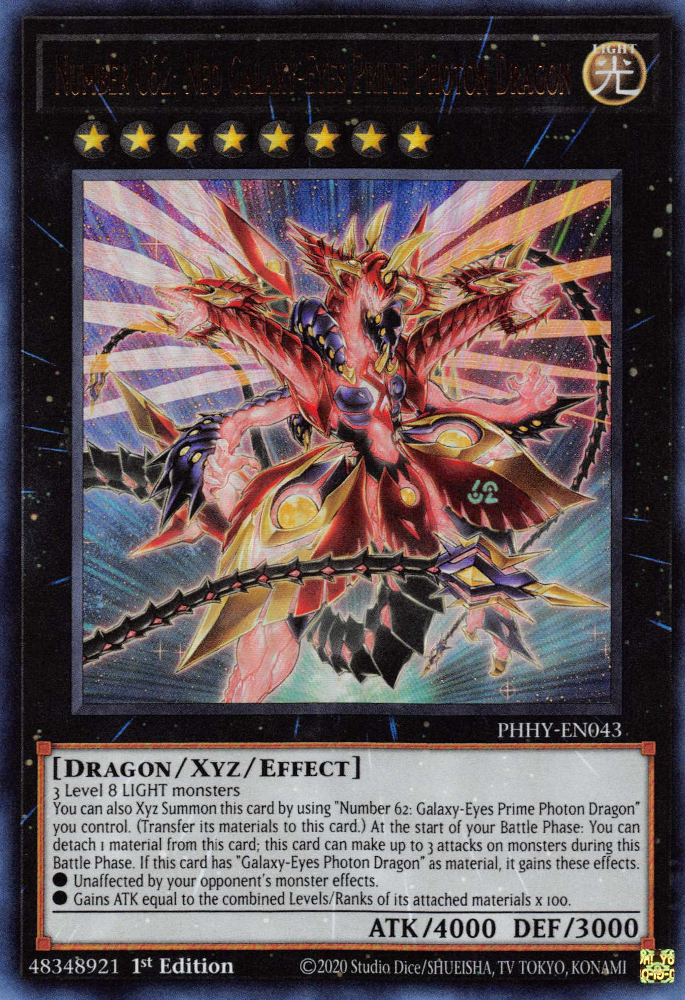 Number C62: Neo Galaxy-Eyes Prime Photon Dragon [PHHY-EN043] Ultra Rare | Arkham Games and Comics