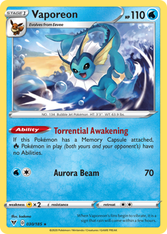 Vaporeon (030/185) [Sword & Shield: Vivid Voltage] | Arkham Games and Comics