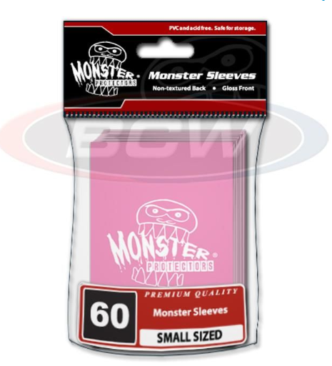 Glossy Sleeves - Small - Monster Logo - Pink | Arkham Games and Comics