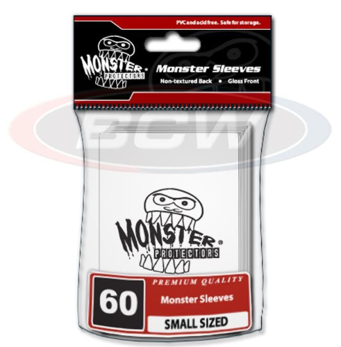 Glossy Sleeves - Small - Monster Logo - White | Arkham Games and Comics