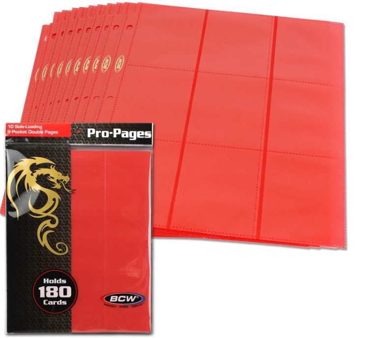 Side Loading 18-Pocket Pro Pages - Red | Arkham Games and Comics