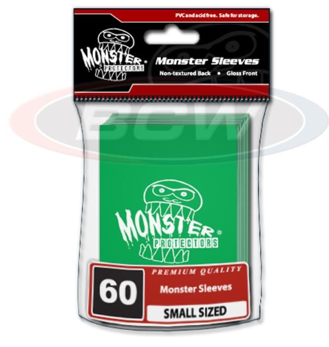 Glossy Sleeves - Small - Monster Logo - Green | Arkham Games and Comics