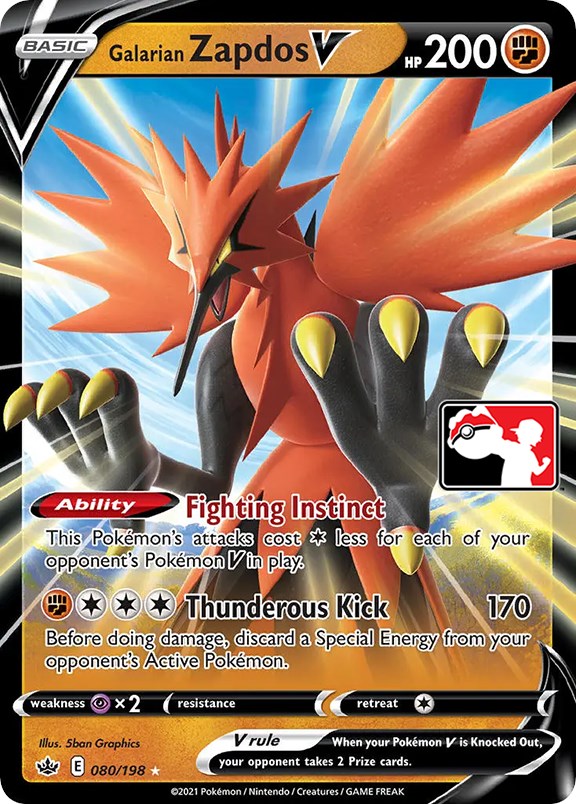 Galarian Zapdos V (080/198) [Prize Pack Series One] | Arkham Games and Comics