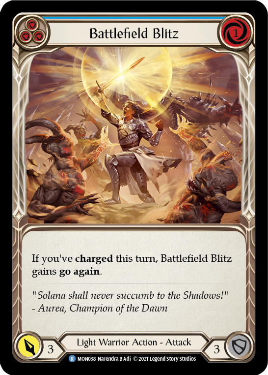 Battlefield Blitz (Blue) [MON038-RF] (Monarch)  1st Edition Rainbow Foil | Arkham Games and Comics