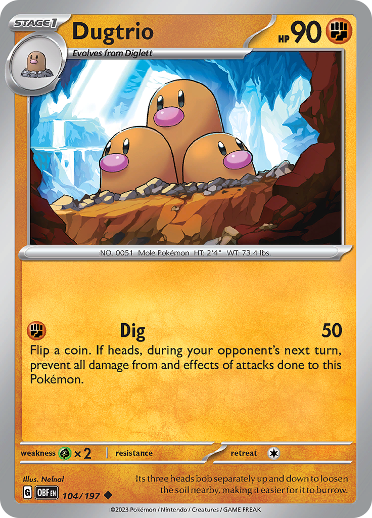 Dugtrio (104/197) [Scarlet & Violet: Obsidian Flames] | Arkham Games and Comics