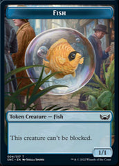 Fish // Rhino Warrior Double-sided Token [Streets of New Capenna Tokens] | Arkham Games and Comics