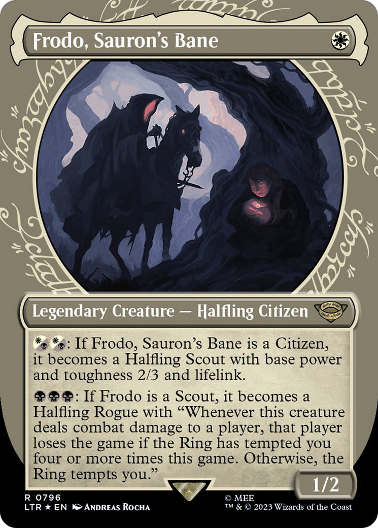 Frodo, Sauron's Bane (Showcase) (Surge Foil) [The Lord of the Rings: Tales of Middle-Earth] | Arkham Games and Comics