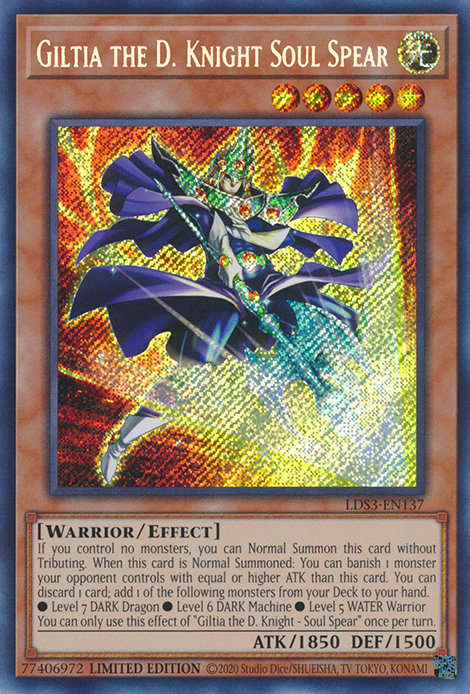 Giltia the D. Knight Soul Spear [LDS3-EN137] Secret Rare | Arkham Games and Comics