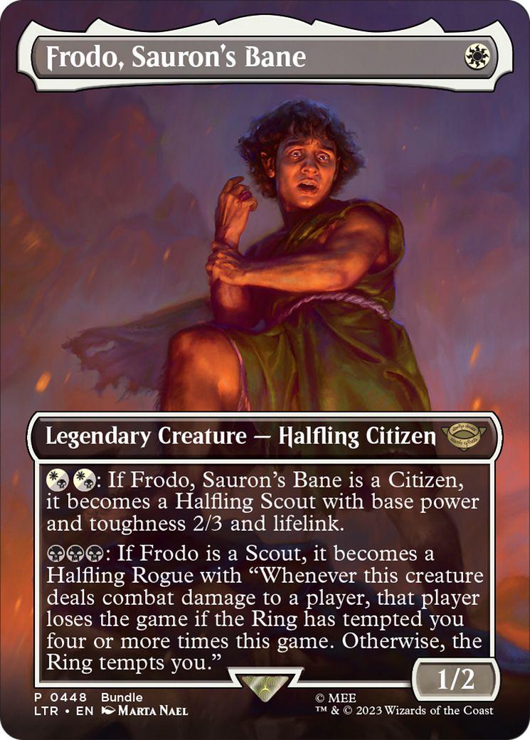 Frodo, Sauron's Bane (Borderless Alternate Art) [The Lord of the Rings: Tales of Middle-Earth] | Arkham Games and Comics