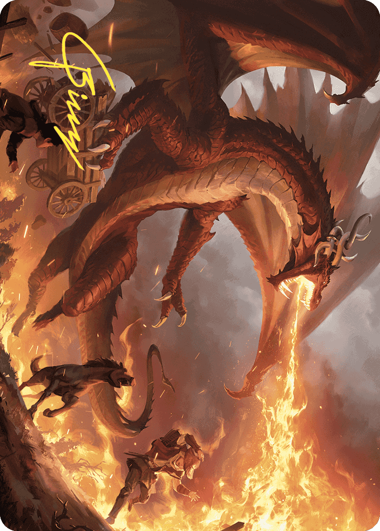 Realm-Scorcher Hellkite Art Card (Gold-Stamped Signature) [Wilds of Eldraine Art Series] | Arkham Games and Comics