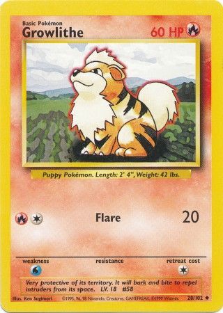 Growlithe (28/102) [Base Set Unlimited] | Arkham Games and Comics