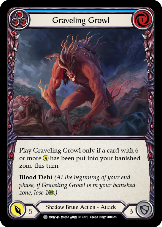 Graveling Growl (Blue) [MON146-RF] (Monarch)  1st Edition Rainbow Foil | Arkham Games and Comics