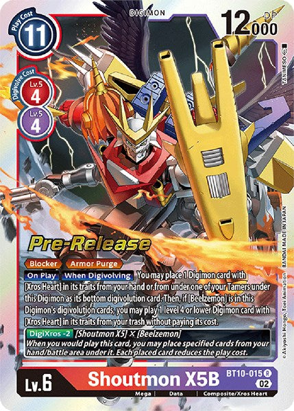 Shoutmon X5B [BT10-015] [Xros Encounter Pre-Release Cards] | Arkham Games and Comics