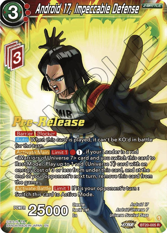 Android 17, Impeccable Defense (BT20-005) [Power Absorbed Prerelease Promos] | Arkham Games and Comics