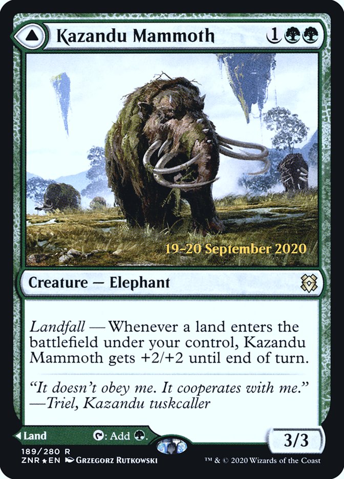 Kazandu Mammoth // Kazandu Valley  [Zendikar Rising Prerelease Promos] | Arkham Games and Comics