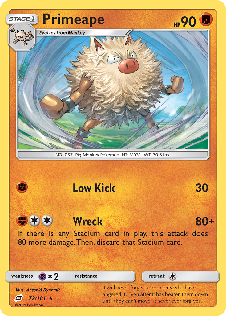 Primeape (72/181) [Sun & Moon: Team Up] | Arkham Games and Comics