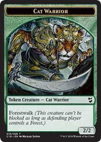 Cat Warrior // Elemental Double-sided Token [Commander 2018 Tokens] | Arkham Games and Comics