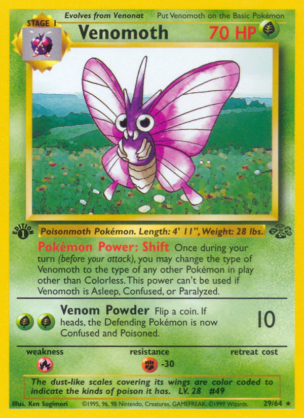 Venomoth (29/64) [Jungle 1st Edition] | Arkham Games and Comics