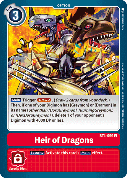 Heir of Dragons [BT4-099] [Great Legend] | Arkham Games and Comics