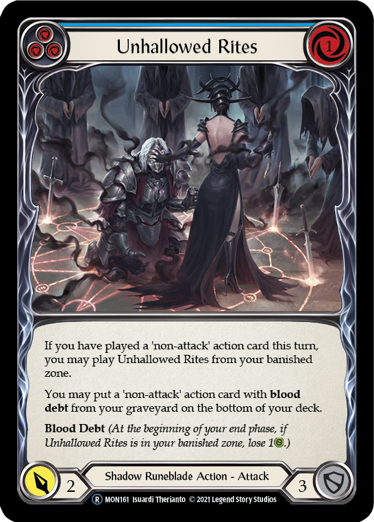 Unhallowed Rites (Blue) [U-MON161-RF] (Monarch Unlimited)  Unlimited Rainbow Foil | Arkham Games and Comics