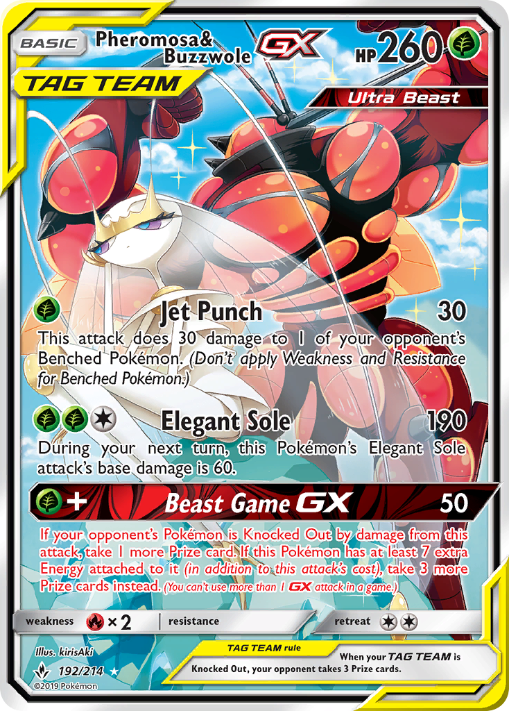 Pheromosa & Buzzwole GX (192/214) [Sun & Moon: Unbroken Bonds] | Arkham Games and Comics