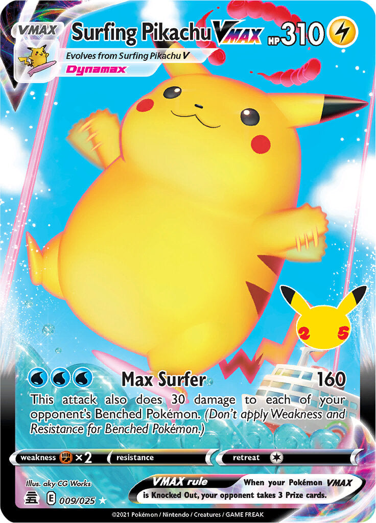 Surfing Pikachu VMAX (009/025) [Celebrations: 25th Anniversary] | Arkham Games and Comics