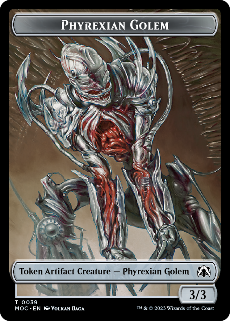 Phyrexian Golem // Construct Double-Sided Token [March of the Machine Commander Tokens] | Arkham Games and Comics