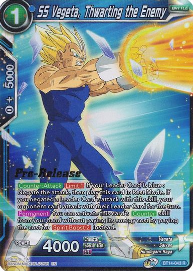 SS Vegeta, Thwarting the Enemy (BT14-043) [Cross Spirits Prerelease Promos] | Arkham Games and Comics