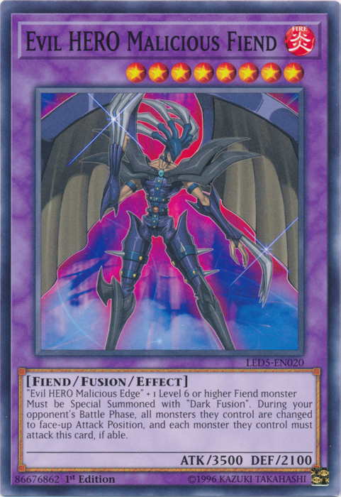 Evil Hero Malicious Fiend [LED5-EN020] Common | Arkham Games and Comics