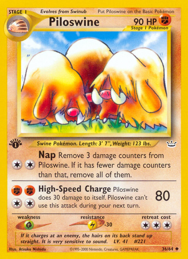 Piloswine (36/64) [Neo Revelation 1st Edition] | Arkham Games and Comics