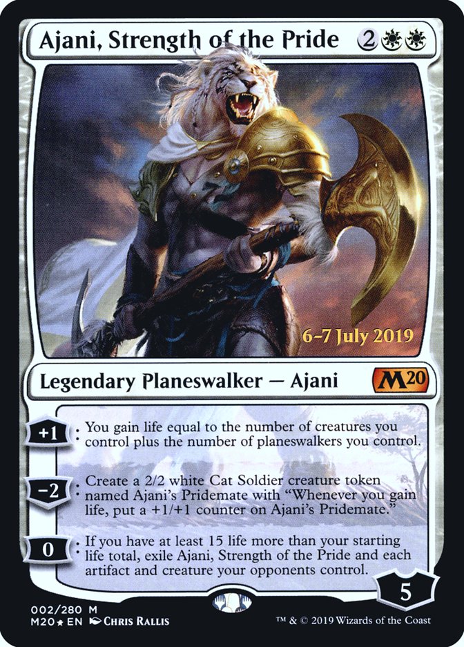 Ajani, Strength of the Pride  [Core Set 2020 Prerelease Promos] | Arkham Games and Comics