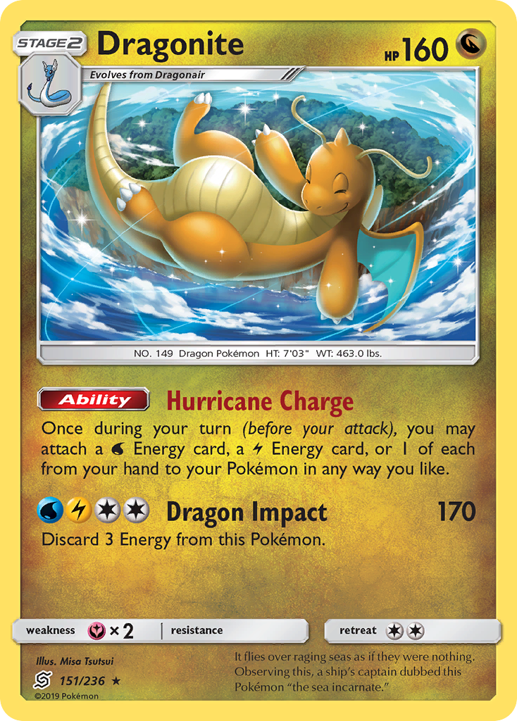 Dragonite (151/236) (Cosmos Holo) [Sun & Moon: Unified Minds] | Arkham Games and Comics