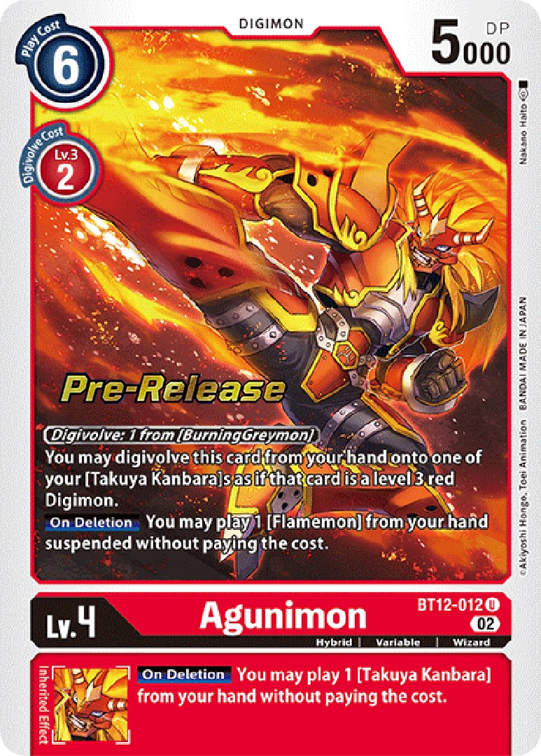 Agunimon [BT12-012] [Across Time Pre-Release Cards] | Arkham Games and Comics