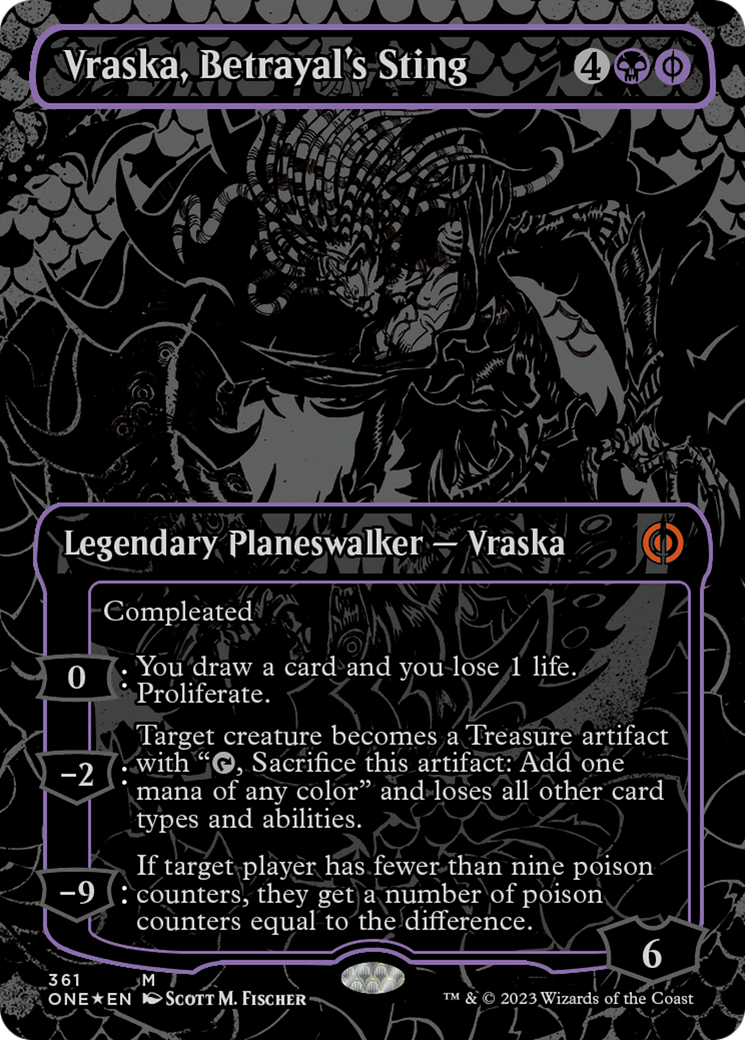 Vraska, Betrayal's Sting (Oil Slick Raised Foil) [Phyrexia: All Will Be One] | Arkham Games and Comics