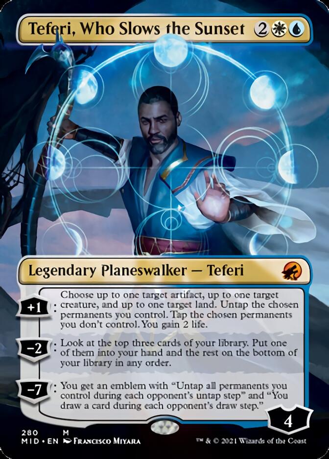 Teferi, Who Slows the Sunset (Borderless) [Innistrad: Midnight Hunt] | Arkham Games and Comics