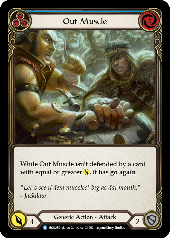 Out Muscle (Blue) [MON250-RF] (Monarch)  1st Edition Rainbow Foil | Arkham Games and Comics