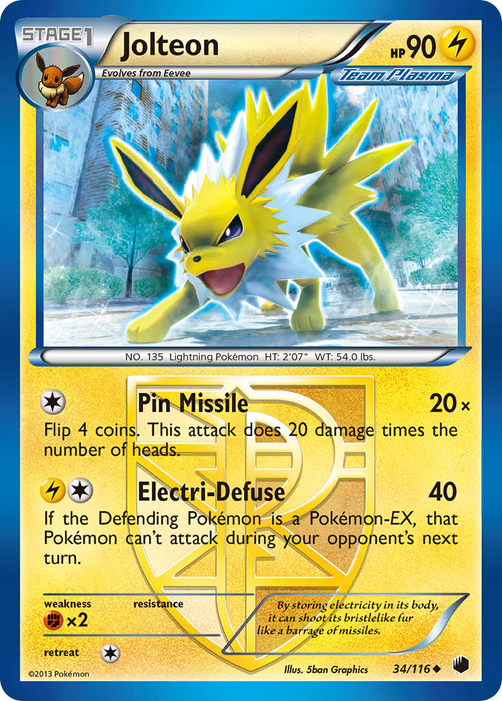 Jolteon (34/116) [Black & White: Plasma Freeze] | Arkham Games and Comics