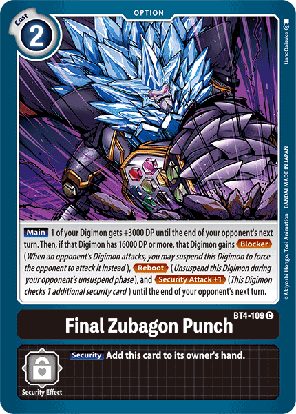 Final Zubagon Punch [BT4-109] [Great Legend] | Arkham Games and Comics