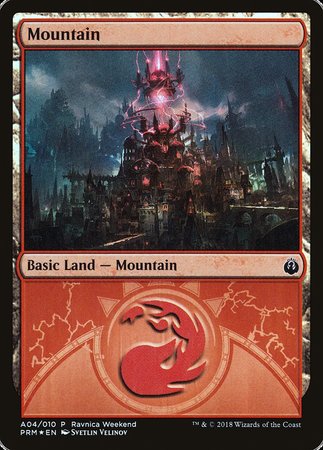 Mountain - Izzet (A04) [GRN Ravnica Weekend] | Arkham Games and Comics