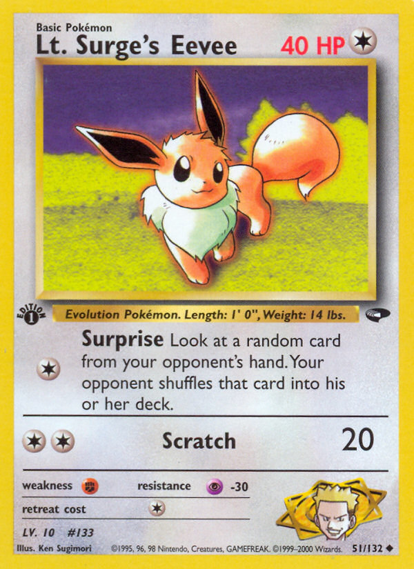 Lt. Surge's Eevee (51/132) [Gym Challenge 1st Edition] | Arkham Games and Comics