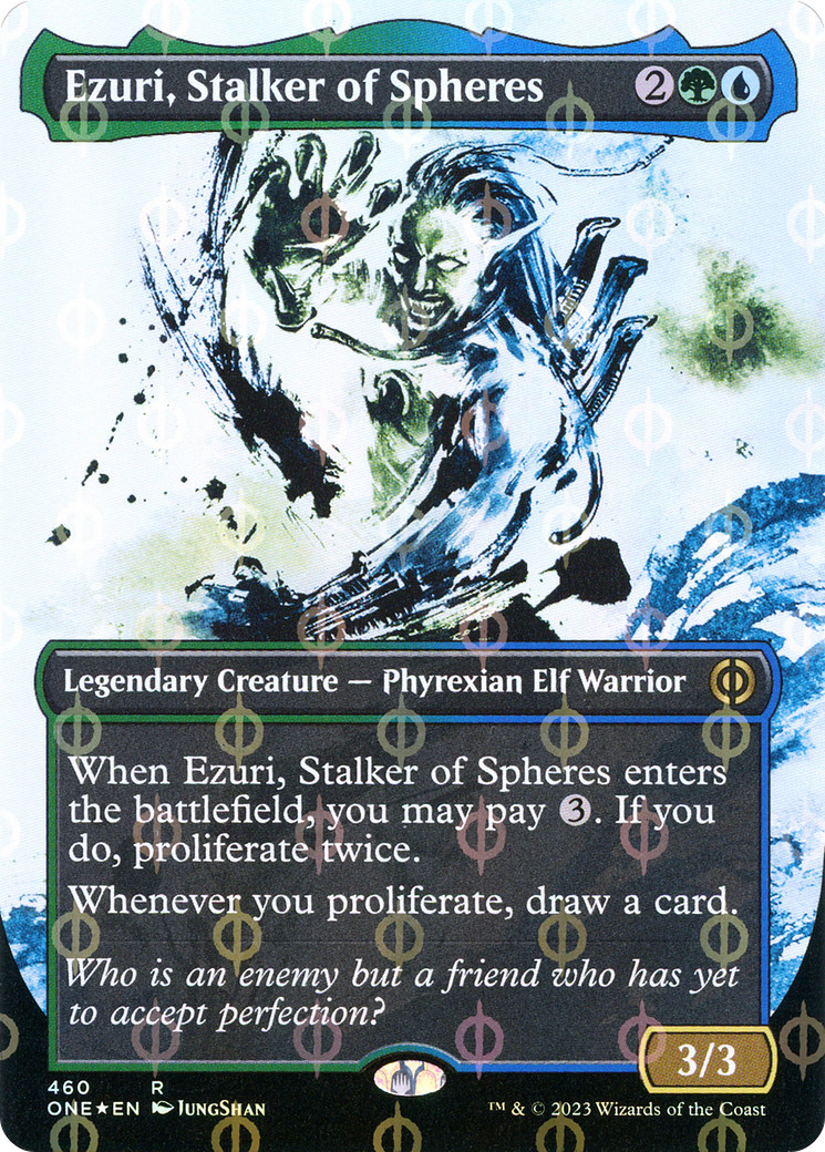 Ezuri, Stalker of Spheres (Borderless Ichor Step-and-Compleat Foil) [Phyrexia: All Will Be One] | Arkham Games and Comics