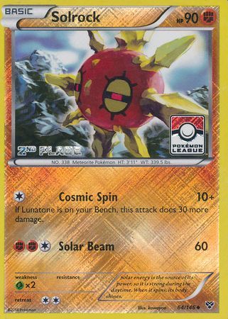 Solrock (64/146) (2nd Place League Challenge Promo) [XY: Base Set] | Arkham Games and Comics