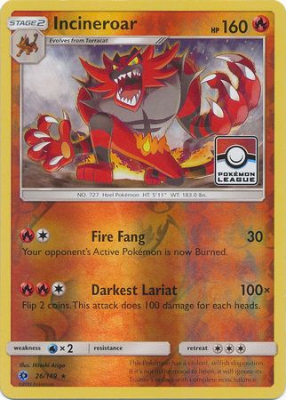 Incineroar (26/149) (League Promo) [Sun & Moon: Base Set] | Arkham Games and Comics