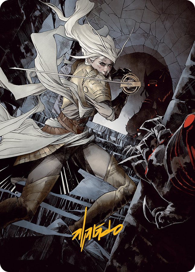 Thalia, Guardian of Thraben Art Card (Gold-Stamped Signature) [March of the Machine Art Series] | Arkham Games and Comics