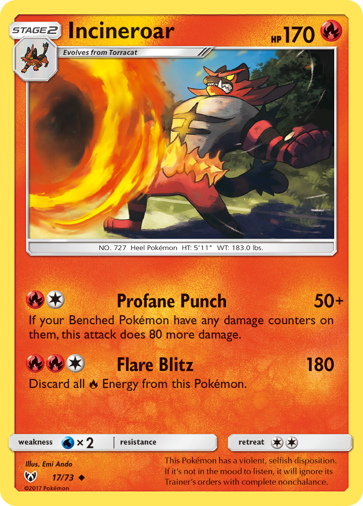 Incineroar (17/73) [Sun & Moon: Shining Legends] | Arkham Games and Comics