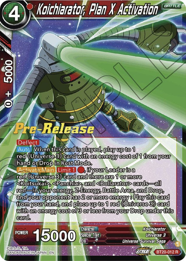 Koichiarator, Plan X Activation (BT20-012) [Power Absorbed Prerelease Promos] | Arkham Games and Comics